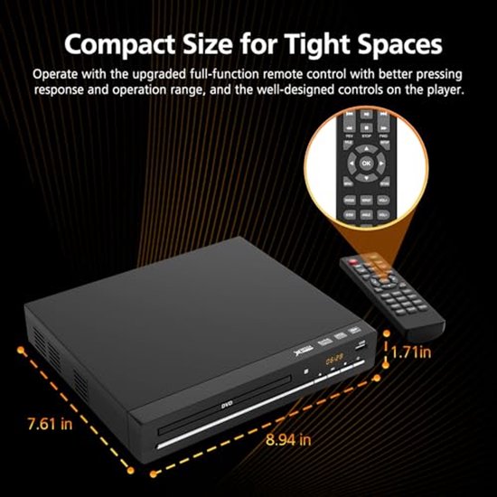 Regiovrije HD DVD-speler met HDMI en USB voor Tv - Mini CD-speler voor Thuis — afbeelding 2