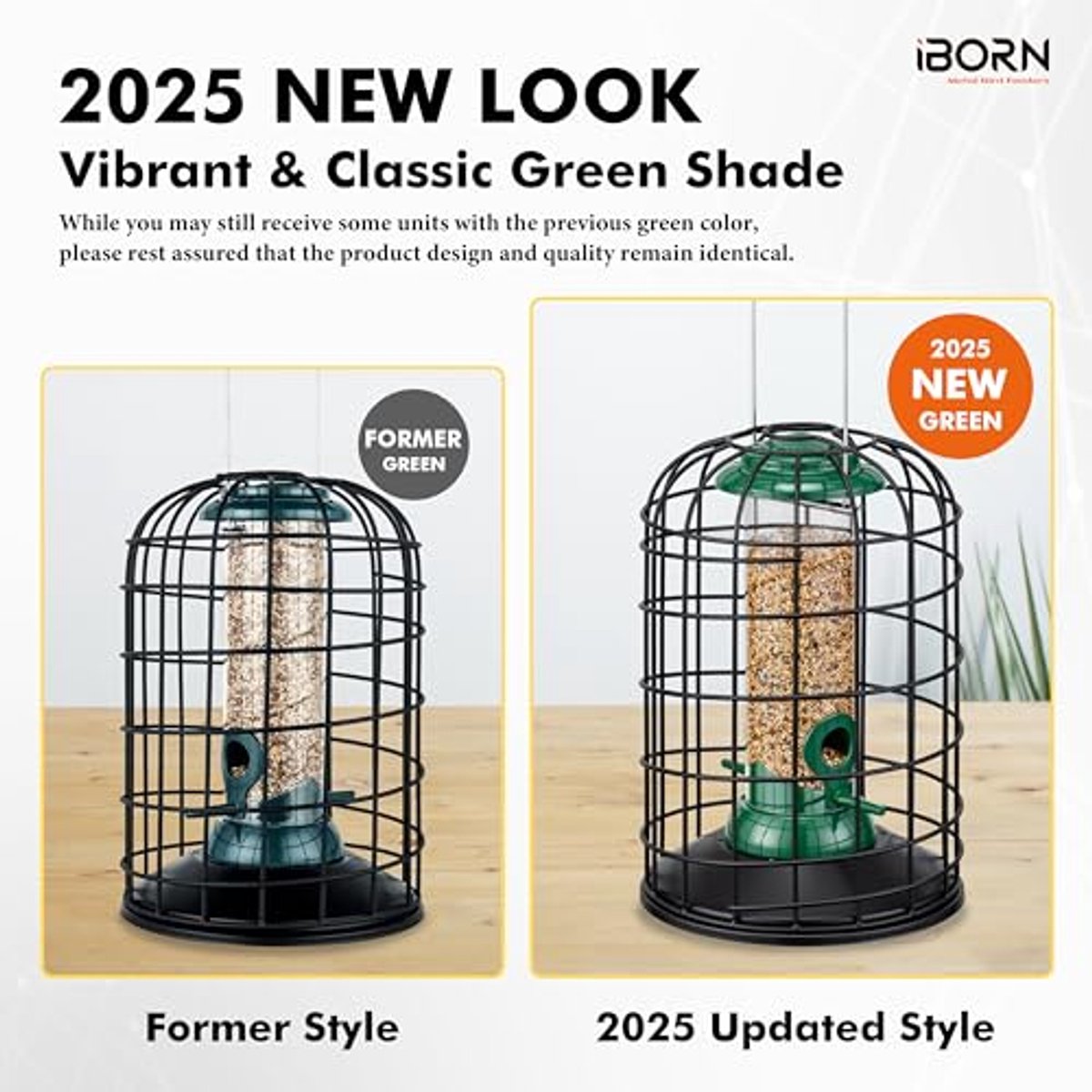 Eekhoorn Proof Vogelvoeder voor Wilde Vogels - Hangende Feeder met Zonnebloemhart en Vogelbad - Duurzaam Metaal en Anti-UV Afwerking - Groene 8 Inch Voederbak