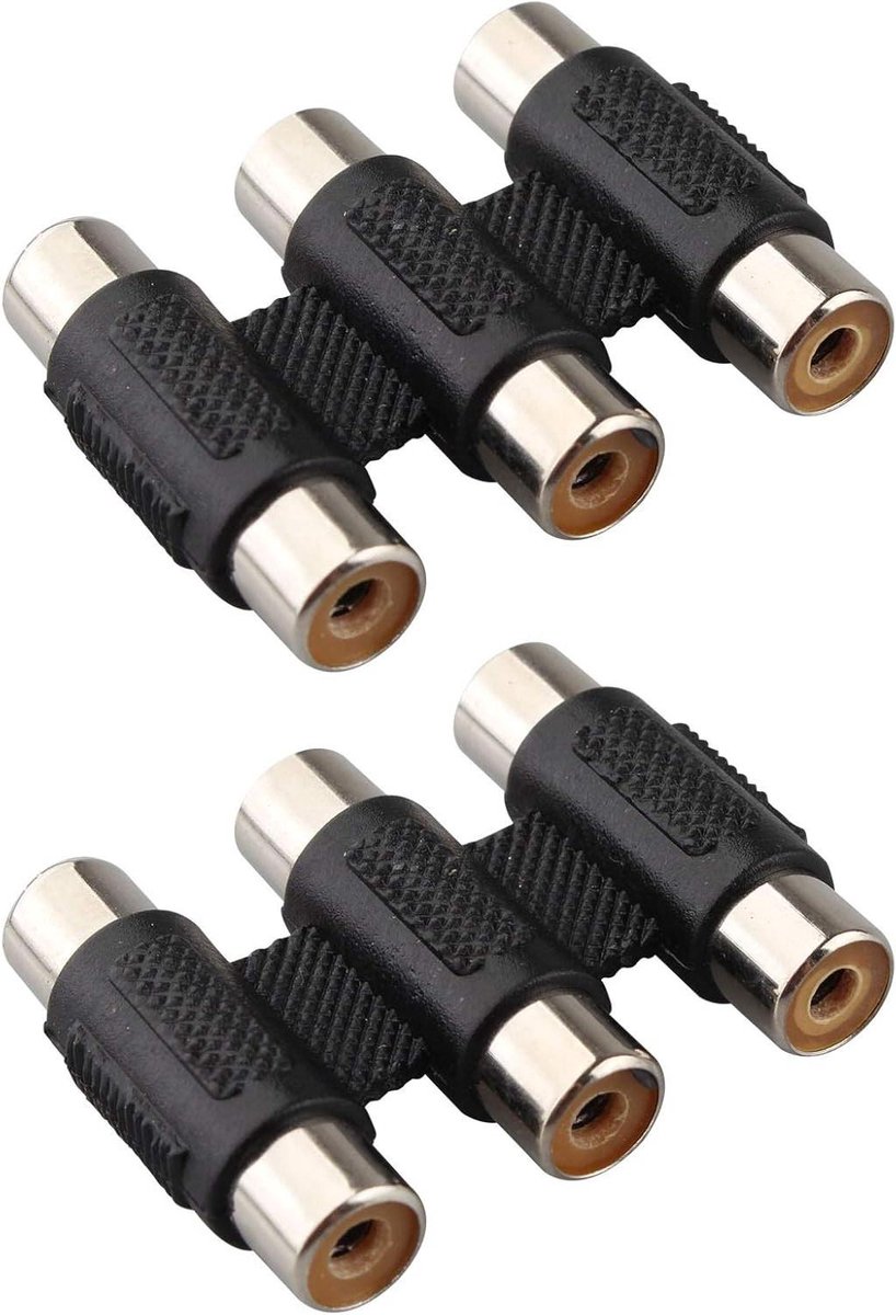 Allecto plus - 3 RCA Phono naar RCA Phono Joiner Female Connector - Audio Adapter - Zwart