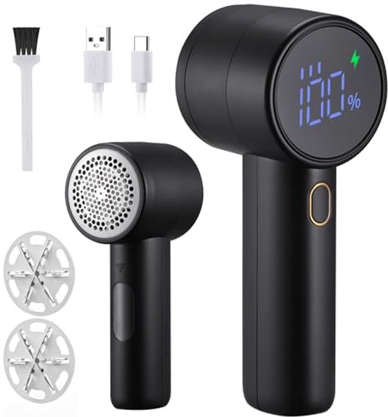 GUPAY Elektrisch pluisscheerapparaat, oplaadbaar, 2500 mAh, pluisverwijderaar met 3 snelheden, 6-bladige messen, led-display, USB- opladen, Lint Remover pluisverwijderaar voor kleding en meubels GUPAY Elektrisch pluisscheerapparaat, oplaadbaar, 2500 mAh, pluisverwijderaar met 3 snelheden, 6-bladige messen, led-display, USB- opladen, Lint Remover pluisverwijderaar voor kleding en meubels