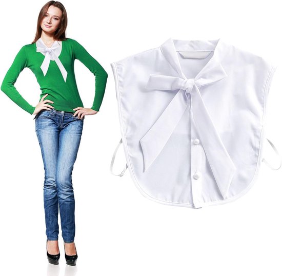 Allecto plus - Col amovible femme - Chemisier Elegant court - Faux chemisier (blanc)