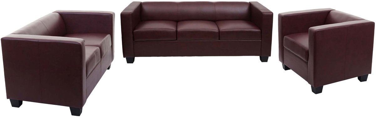 3-2-1 bankstel Bankstel Loungebank Lille ~ kunstleer, roodbruin