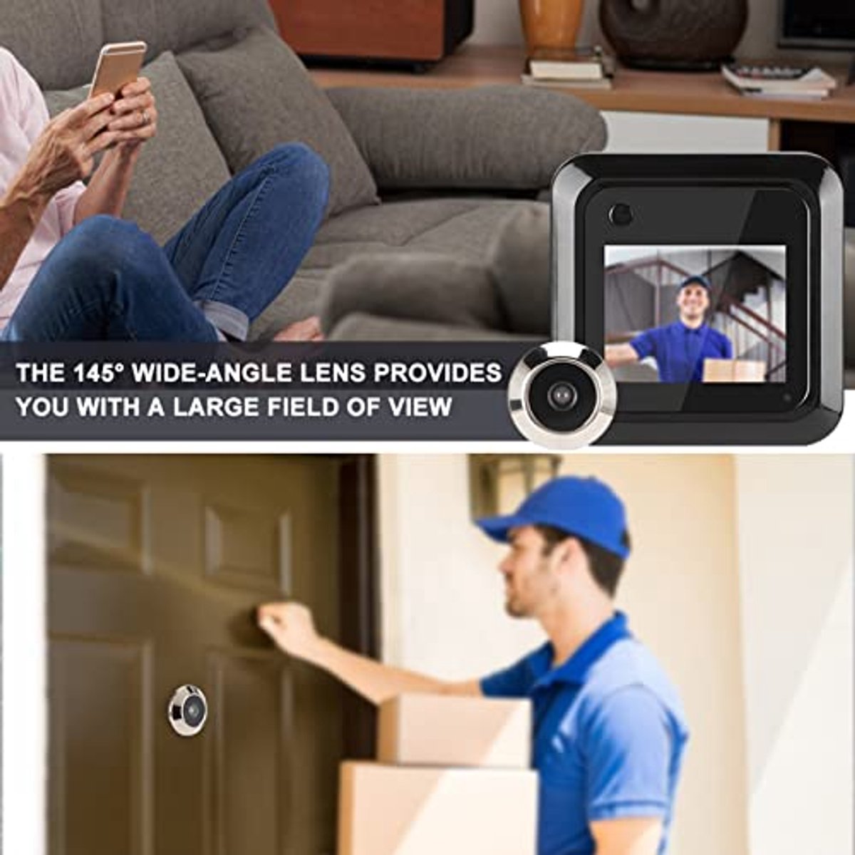 2.4 Inch Smart Door Viewer, TFT LCD-scherm 0.3MP Kijkgaatje Viewer Deurcamera Cat Eye Doorbel, 145 ° Groothoekcamera Foto-opname