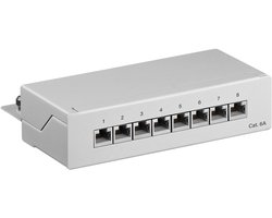 CAT6a Gigabit Desktop Patch Panel 1U met 8 poorten - afgeschermd / grijs