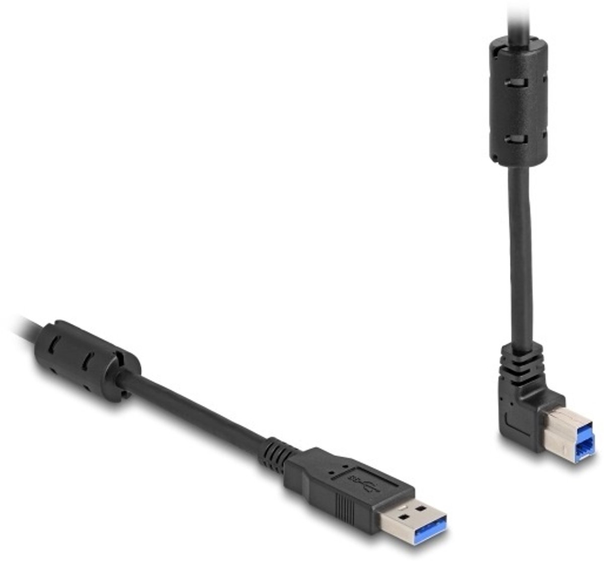 Image of USB-A - USB-B haaks (boven) kabel | USB3.0 5 Gbps | 10W | zwart | 3 meter