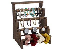 5 Tier Houten Armband Houder, Koffie Kleur Ketting Display Opslag Sieraden Stand Display Organizer voor Verkoop Sieraden Bangle Horloge Winkel Showcase Thuis Opslag Display