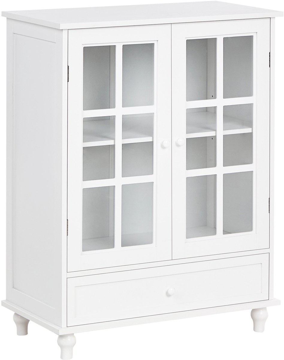 CARLET - Glazen vitrinekast - Wit - MDF