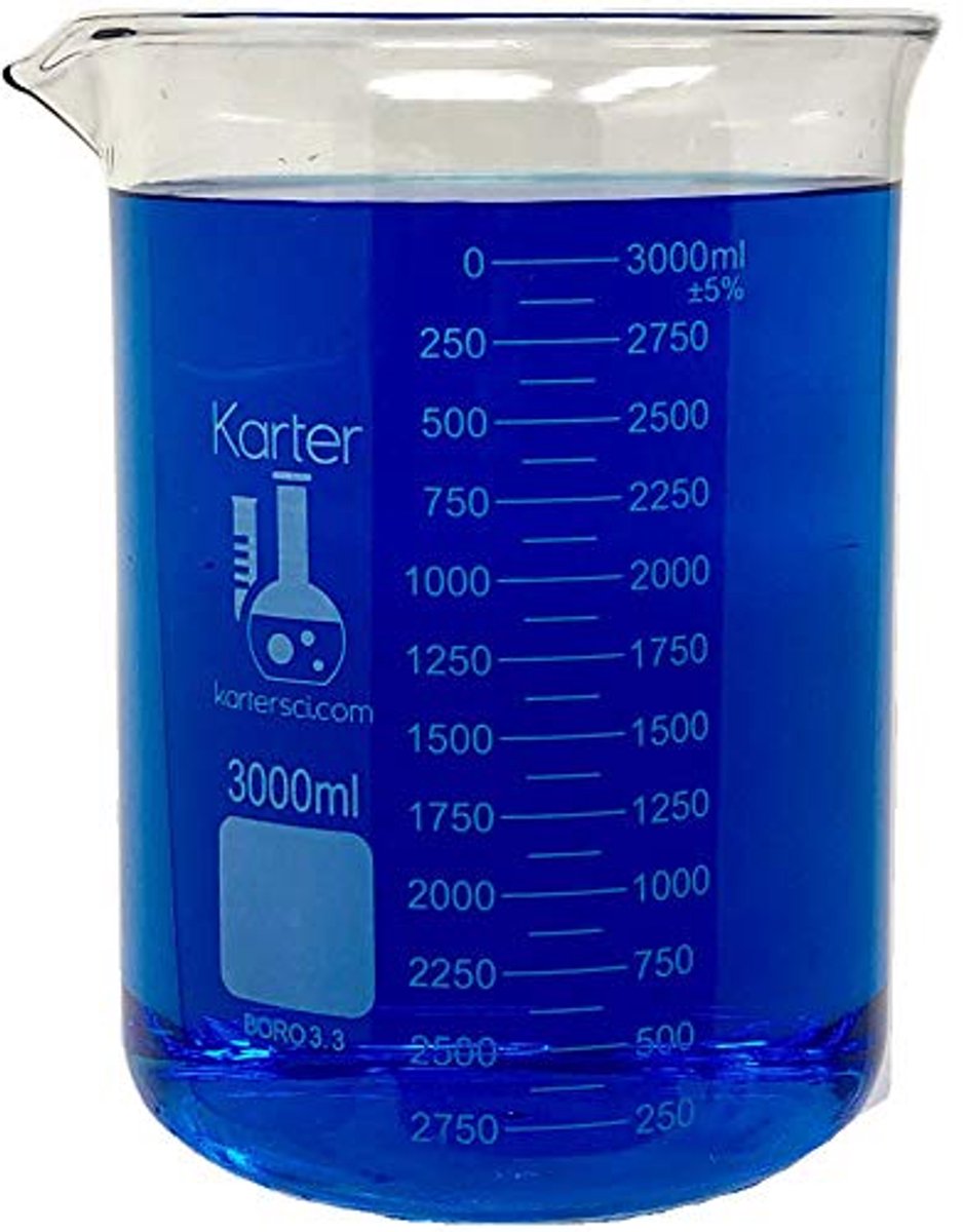 3000ml Borosilicate Glass Graduated Cup Low Form