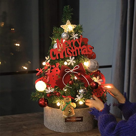 Kerst Ballen - Decorative Tree - Kunstmatige Kerstboom met LED Sieraden en Voet - 1 Stuk - Voor Thuisdecoratie Zilver