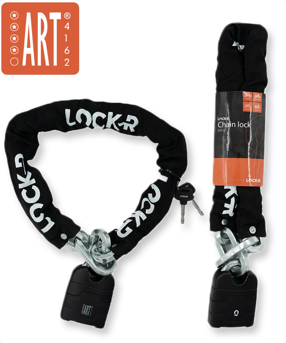 LOCK-R - Kettingslot - ART 4 Beveiligd - Scooterslot & Fietsslot - Hangslot Ketting - Slot geschikt voor Fiets, Fatbike & Scooter