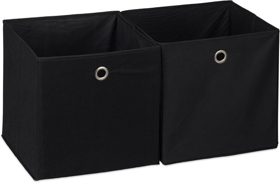boîte de rangement relaxdays 6x - tissu - pliable - jouets - panier de rangement - rangement - noir