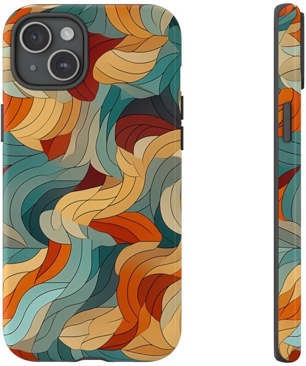Abstract Veelkeurige Bladerenpatroon – Telefoonhoesje Geschikt voor iPhone 15 Plus