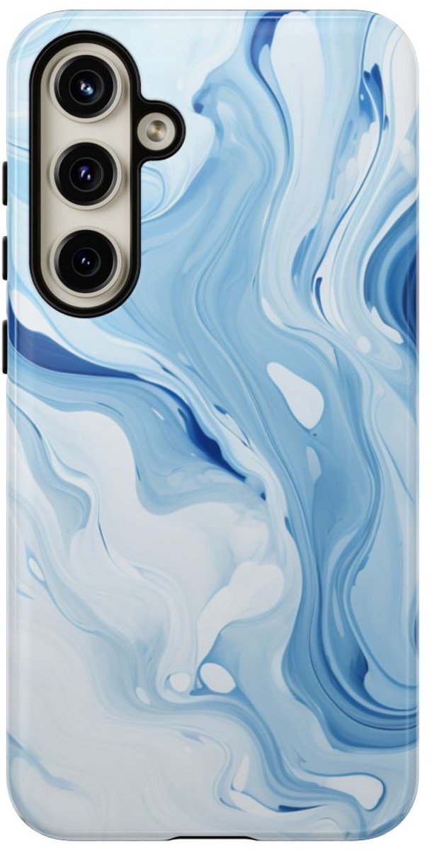 Blauw-Witte Marmerwerveling – Telefoonhoesje Geschikt voor Samsung Galaxy S24 Plus