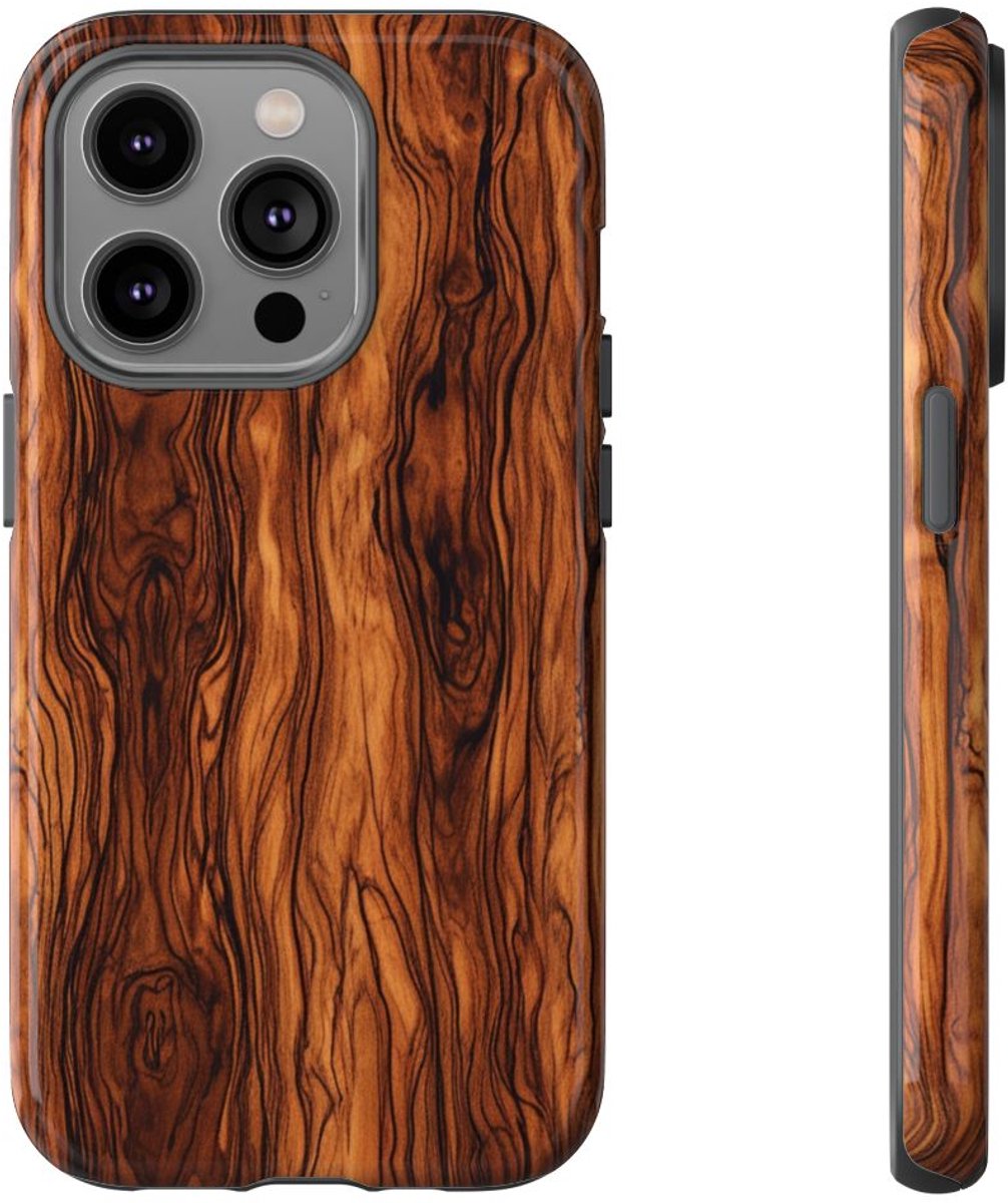 Luxe Burlhoutstructuur – Telefoonhoesje Geschikt voor iPhone 14 Pro