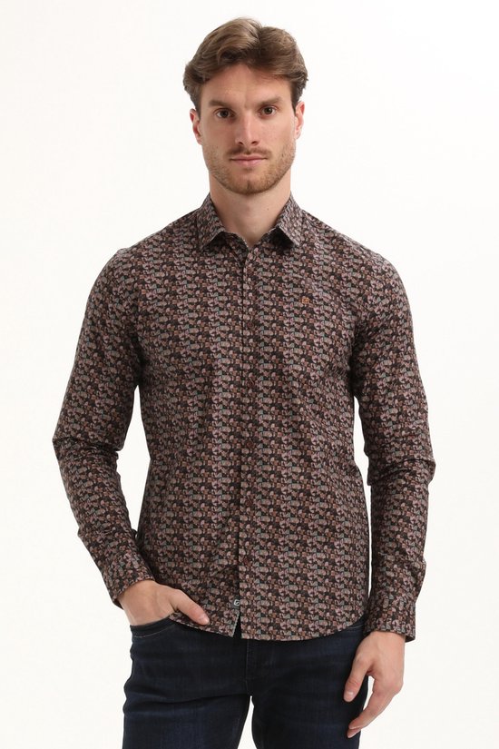 Gabbiano Overhemd Overhemd Met Allover Print 335735 5702 Oak Brown Mannen Maat - S