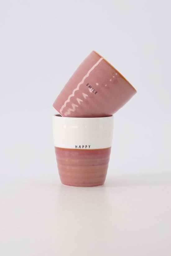 Set de 2 tasses à café Zusss Smile & Happy Bordeaux Rouge