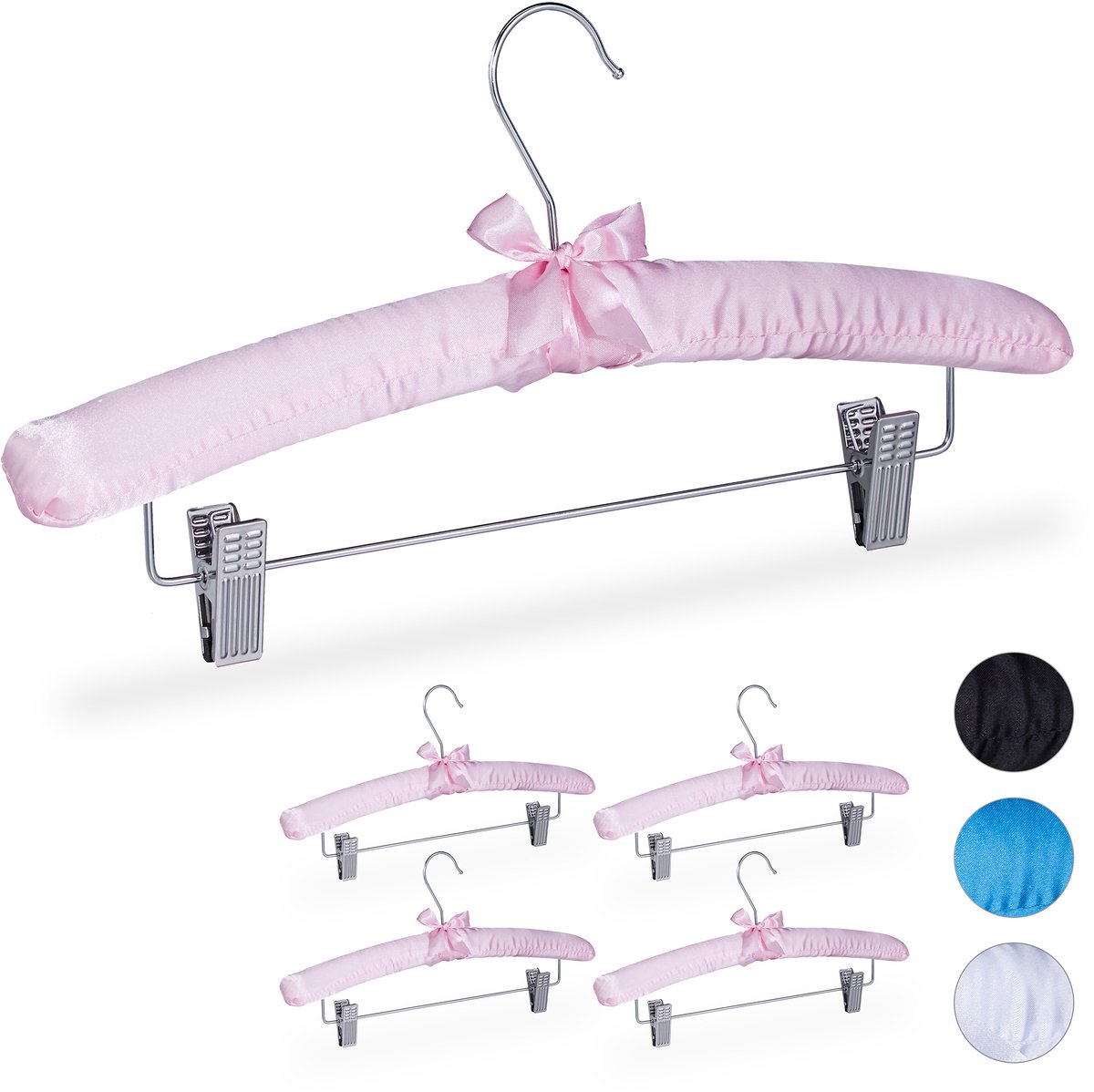 20 x kledinghangers satijn - broekhanger - kleerhangers- klemmen - zacht - roze