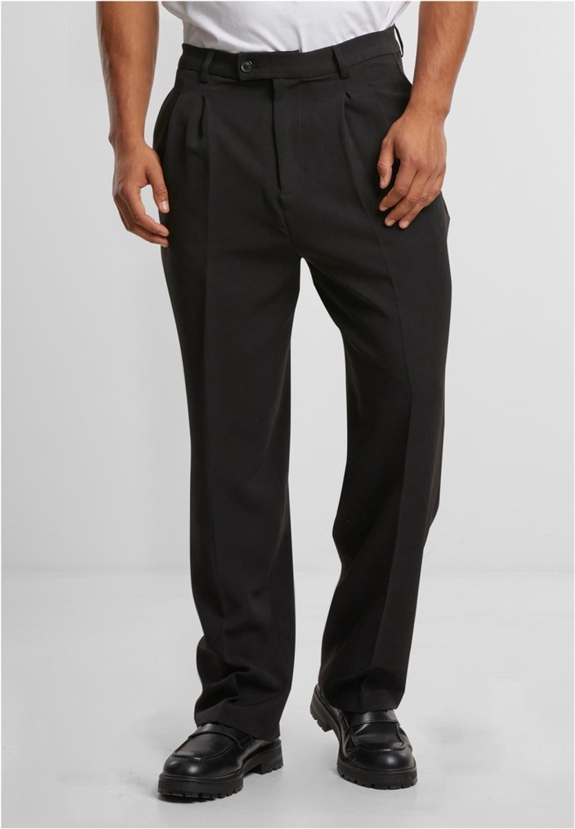 Urban Classics Double Pleated Dressed Broek rechte pijpen Taille 33 inch Zwart