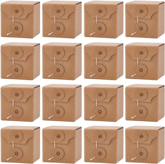 16 stuks Vierkante Kraft Vouwdoos met Deksel voor Sieraden - 7x7x7 cm - Mini Kartonnen Doos voor Geschenkverpakking, Verzending en Opslag