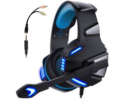‌JeiibrZui Gamingheadset - Surround Sound - Lichtgewicht Ontwerp Microfoon Met Ruisonderdrukking - 1 Stuk - Volwassenen Blauw