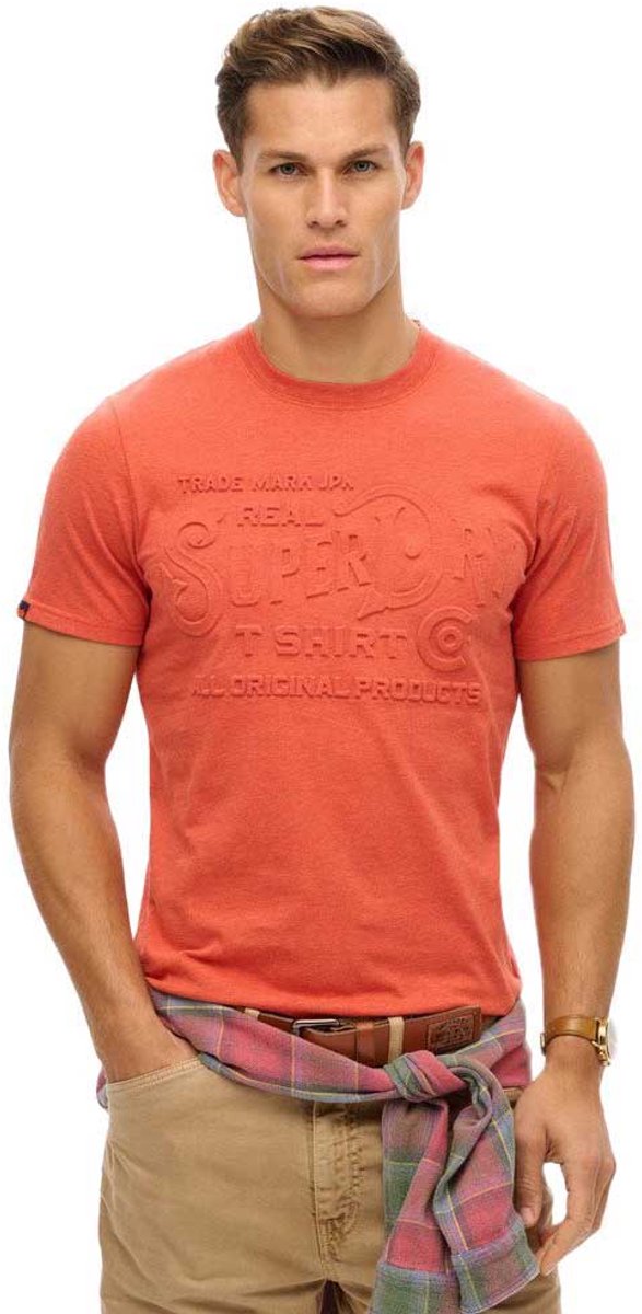 Superdry Workwear T-shirt met relaxte pasvorm en reliëf Heren T-shirts Rood