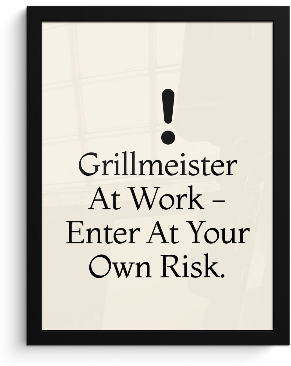 FrameYourWall Poster in lijst - Fotolijst 30x40 cm - Posters - Grill - Uitroepteken - Zwart - Tekst - Posterlijst zwart - Decoratie - Wanddecoratie woonkamer - Muurdecoratie slaapkamer Tekst - Grill