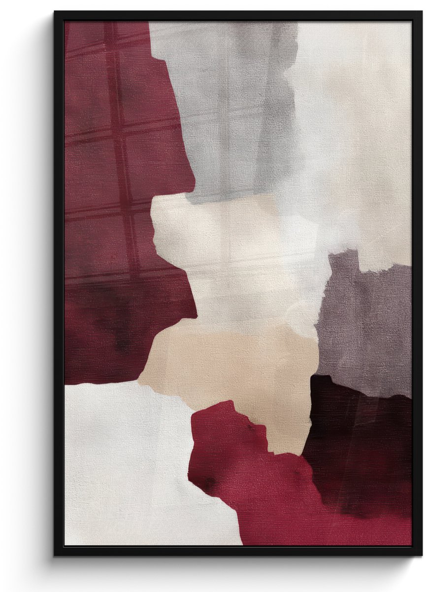 FrameYourWall Poster in lijst - Fotolijst 80x120 cm - Posters - Abstract - Kleurbakken - Rood - Posterlijst zwart - Decoratie - Wanddecoratie woonkamer - Muurdecoratie slaapkamer Abstract - Kleurvlakken