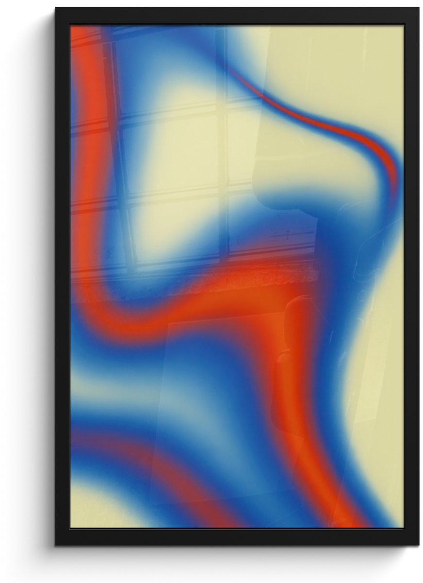 FrameYourWall Poster in lijst - Fotolijst 40x60 cm - Posters - Golven - Kleurrijk - Abstract - Posterlijst zwart - Decoratie - Wanddecoratie woonkamer - Muurdecoratie slaapkamer
