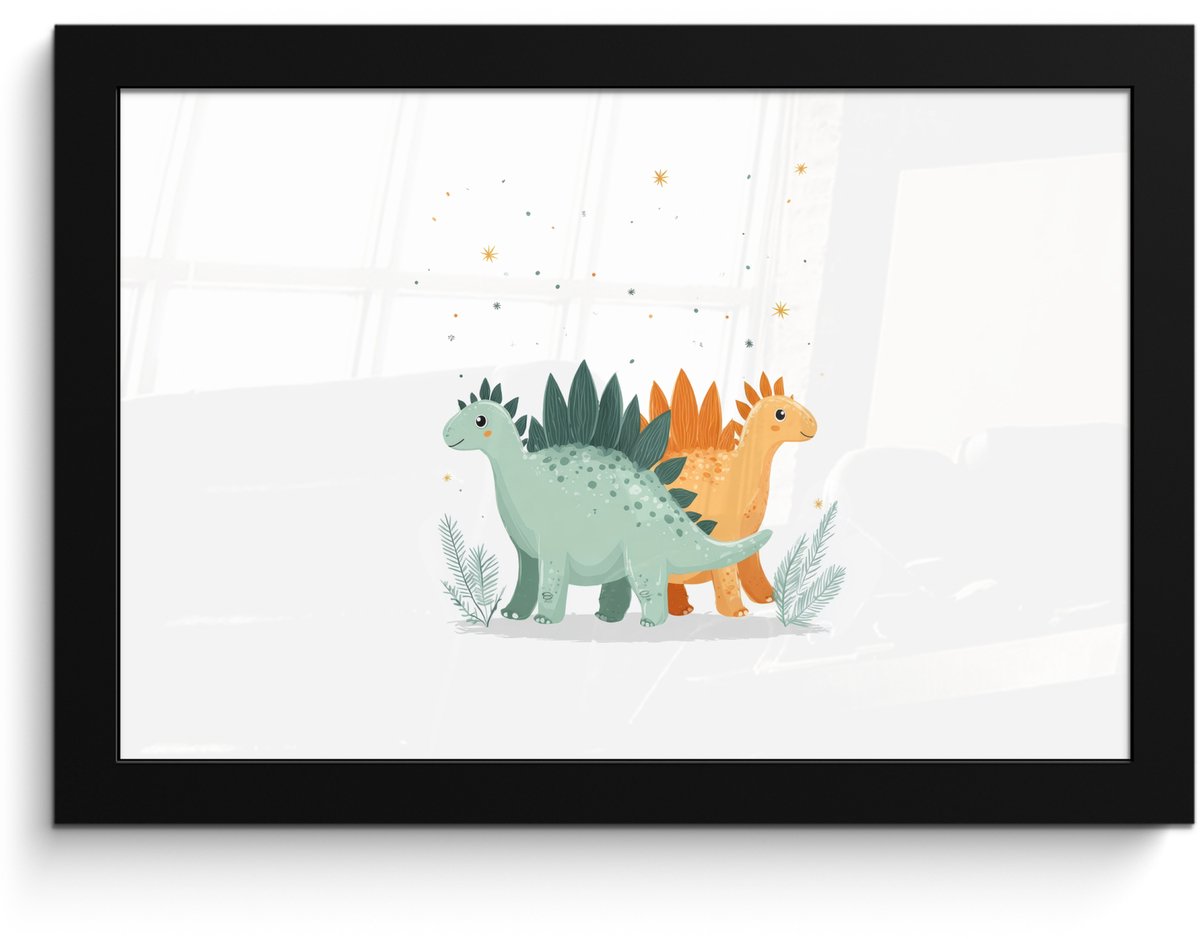 FrameYourWall Poster in lijst - Fotolijst 30x20 cm - Posters - Planten - Sterren - Dinosaurussen - Oranje - Posterlijst zwart - Decoratie - Wanddecoratie woonkamer - Muurdecoratie slaapkamer