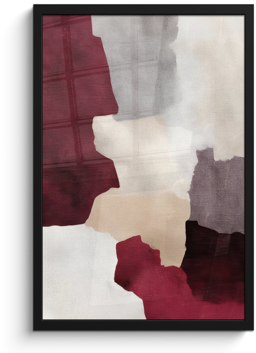 FrameYourWall Poster in lijst - Fotolijst 40x60 cm - Posters - Abstract - Kleurbakken - Rood - Posterlijst zwart - Decoratie - Wanddecoratie woonkamer - Muurdecoratie slaapkamer Abstract - Kleurvlakken
