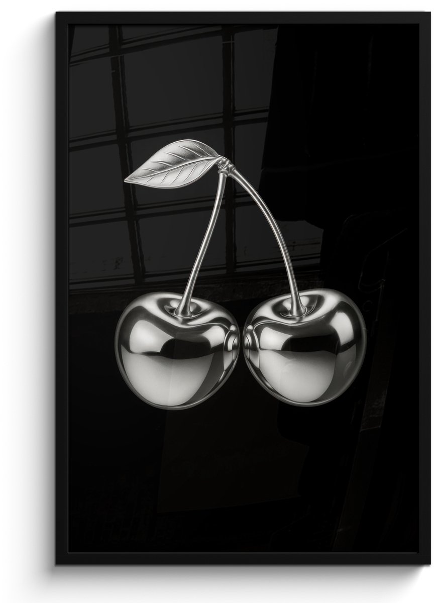 FrameYourWall Poster in lijst - Fotolijst 60x90 cm - Posters - Kers - Luxueus - Metallic - Posterlijst zwart - Decoratie - Wanddecoratie woonkamer - Muurdecoratie slaapkamer