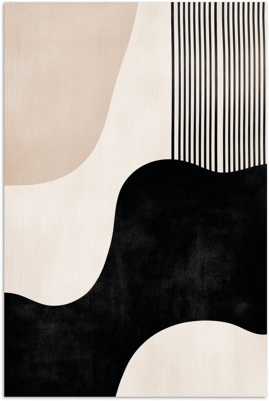 Poster 60x90 cm - Abstract - Japandi - Beige - Modern - Posters - Kamer decoratie - Wanddecoratie woonkamer - Muurdecoratie slaapkamer