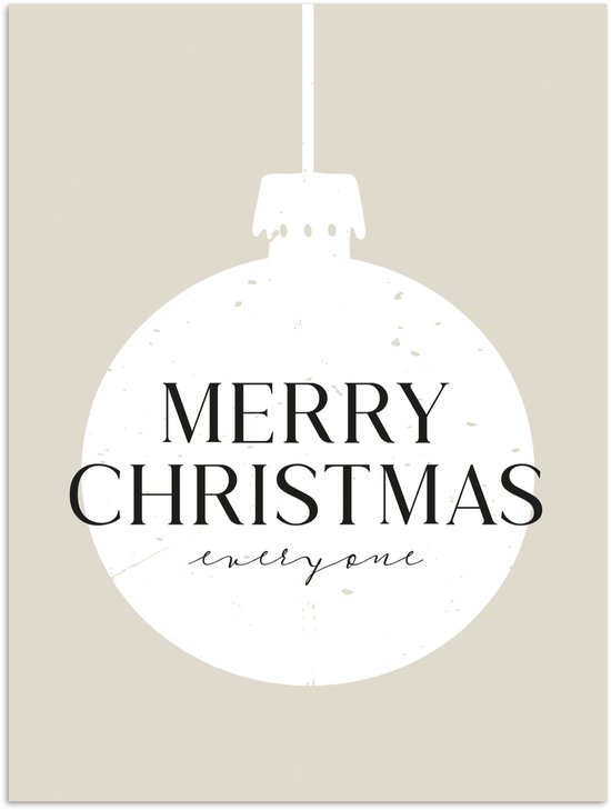 Poster 60x80 cm - Christmas - Kerstballen - Japandi - Witte kerstballen - Posters - Kamer decoratie - Wanddecoratie woonkamer - Muurdecoratie slaapkamer - Kerstversiering - Kerstdecoratie voor binnen - Kerstmis