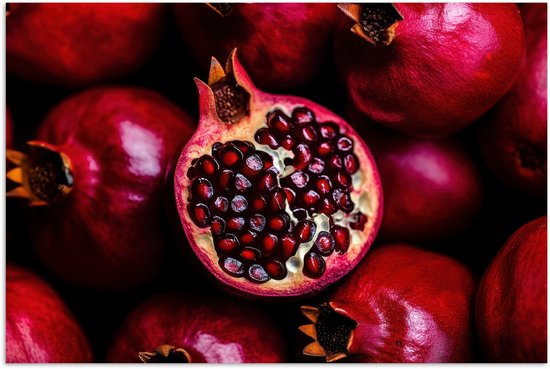 Poster 30x20 cm - Granaatappel - Rood - Fruit - Posters - Kamer decoratie - Wanddecoratie woonkamer - Muurdecoratie slaapkamer