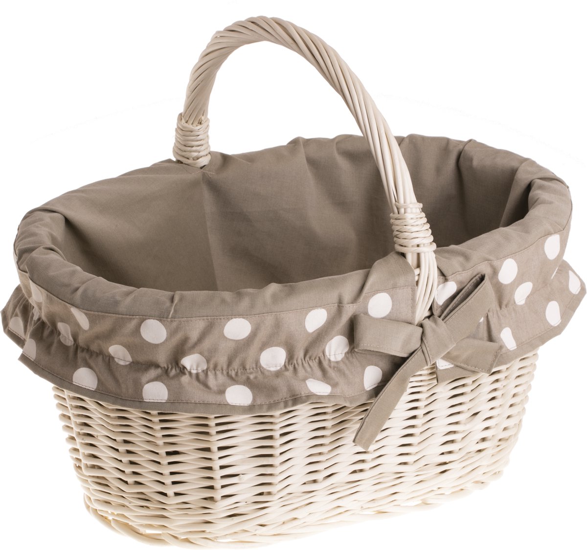 The Wicker Stories - Boodschappenmand – Handgemaakte Rieten Picknickmand met Rieten Handvat – Licht Beige / Whitewash – Gemaakt in Europa