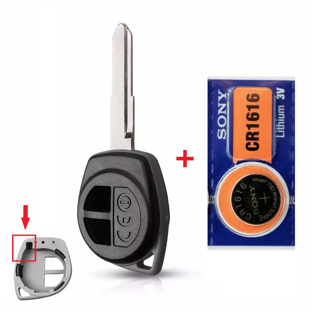 Autosleutel geschikt voor Suzuki sleutel / Suzuki Ignis / Suzuki Wagon R / Opel Agila / met batterij.