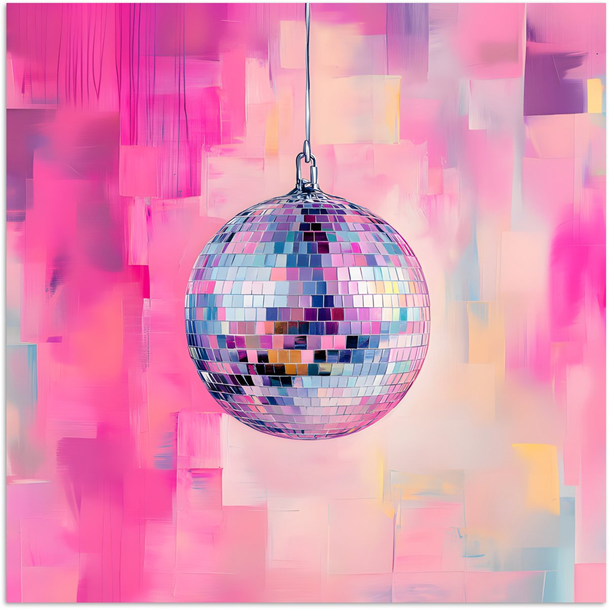 Poster 30x30 cm - Discobal - Pink - Verf - Posters - Kamer decoratie - Wanddecoratie woonk
