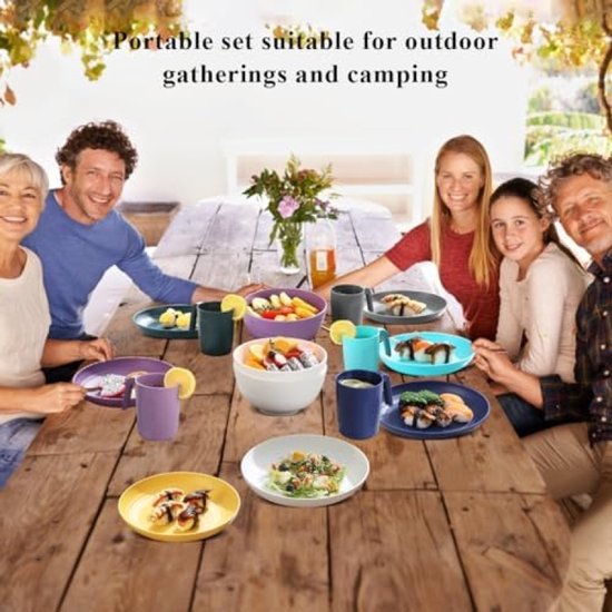 32-delig Plastic Servies Set - Onbreekbaar, Magnetron- en Vaatwasmachinebestendig - Lichtgewicht Camping- en Picknickbestek - BPA-vrij - Geschikt voor 8 Personen — afbeelding 5