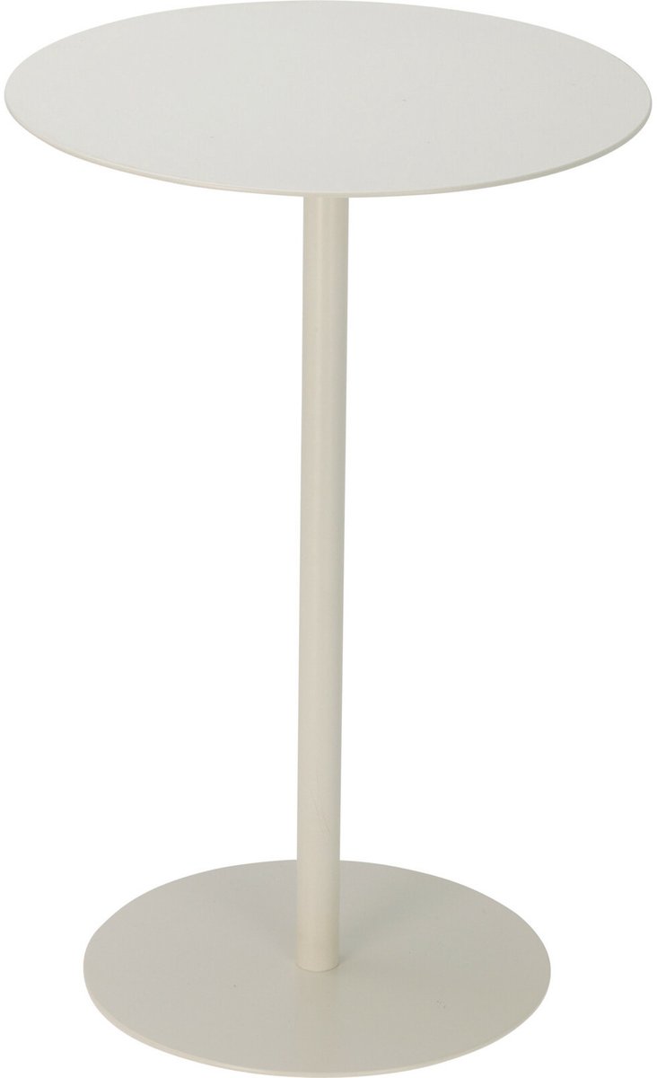 Home & Styling Bijzettafeltje Lugano - wit - D35x H53 cm - metaal - plantenpot verhoger - koffie en lampjes tafel