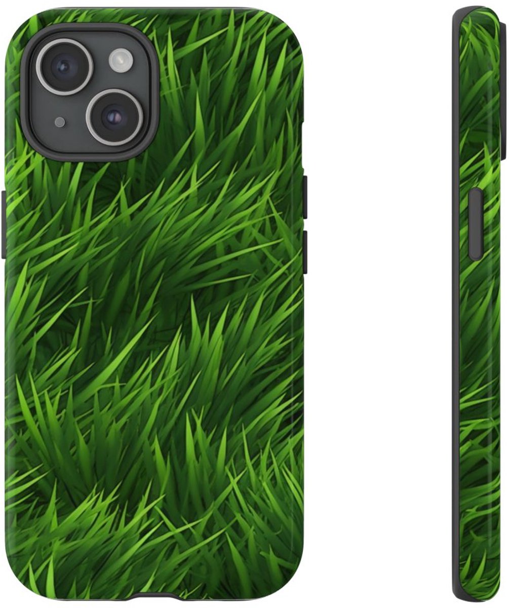 Weelderig Groen Grasstructuur – Telefoonhoesje Geschikt voor iPhone 15