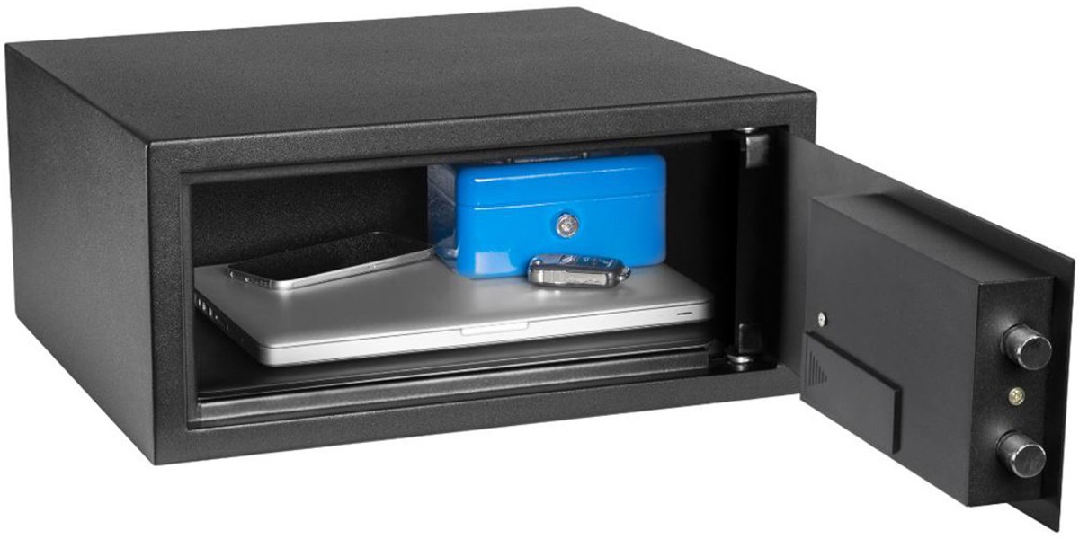 HomeSafe HV24E Notebook Laptopkluis - Elektronische Safe voor Laptop & Tablet - Brede Meubelkluis met Codeslot - 40cm Breed - Veiligheid voor Thuis & Kantoor - Antraciet - Inclusief Noodsleutels & Montagebouten - Ideaal voor Airbnb & Studenten