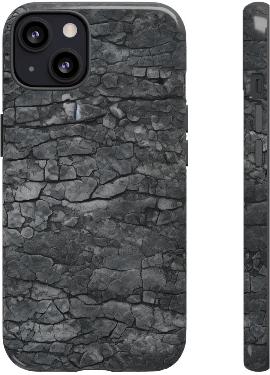 Gebarsten Asfaltstructuur – Glanzend Stevig Hoesje Geschikt voor iPhone 13