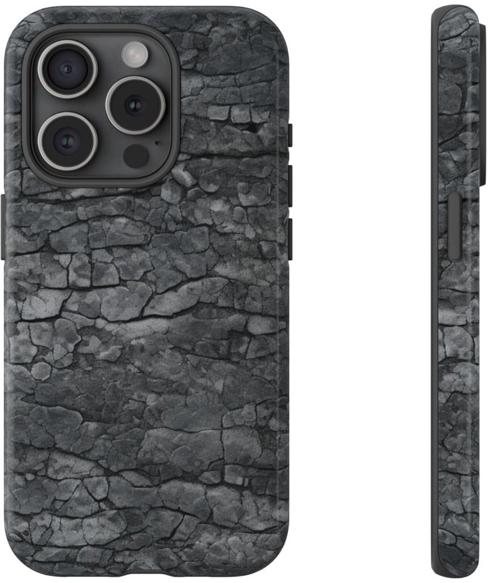 Gebarsten Asfaltstructuur – Glanzend Stevig Hoesje Geschikt voor iPhone 15 Pro