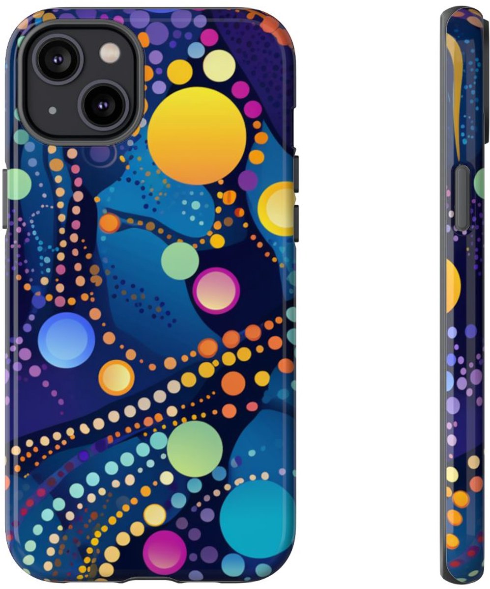 Kleurrijk Abstract Stippenpatroon – Telefoonhoesje Geschikt voor iPhone 14 Plus