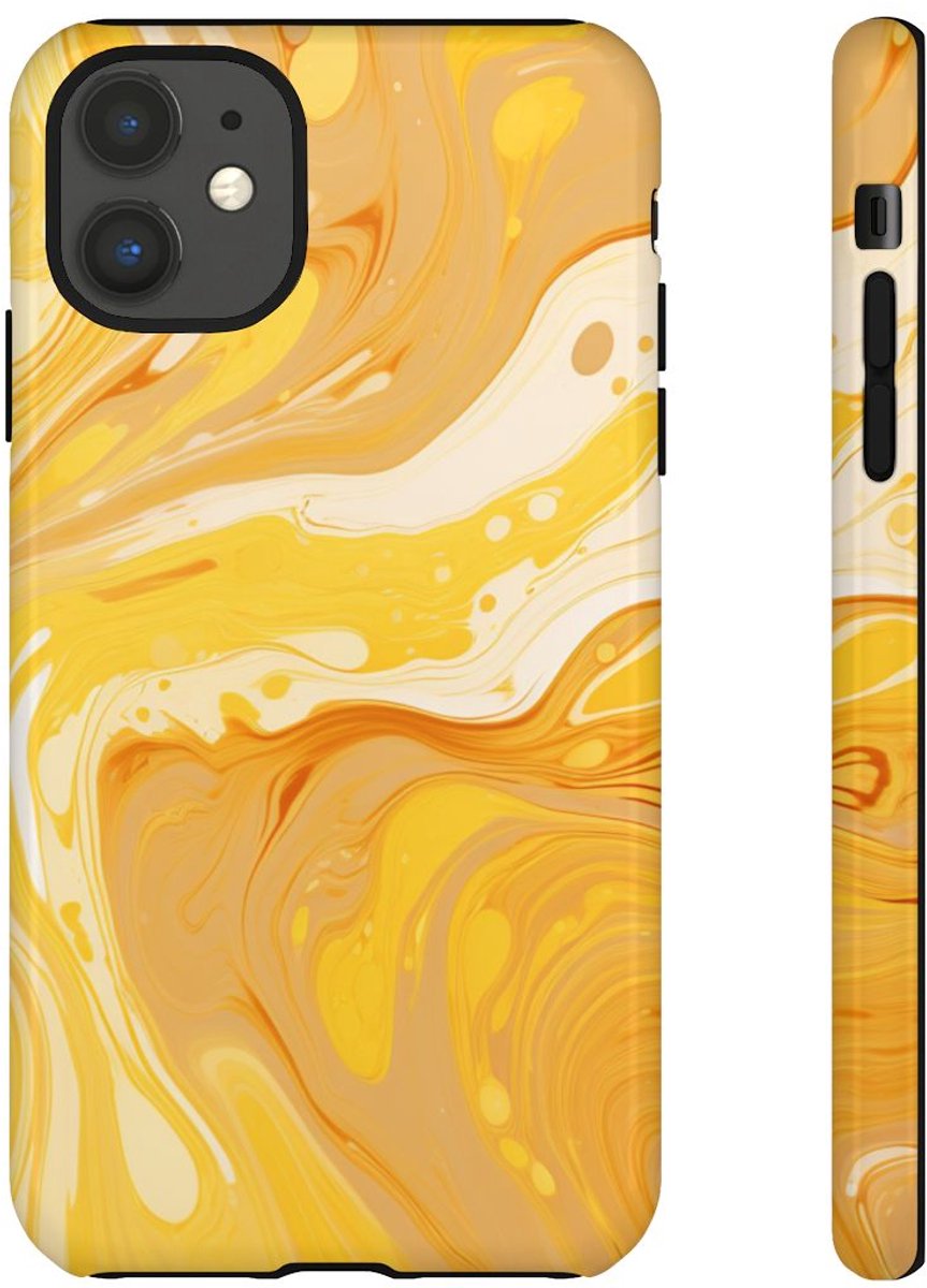 Goudgele Abstracte Krullen – Telefoonhoesje Geschikt voor iPhone 11