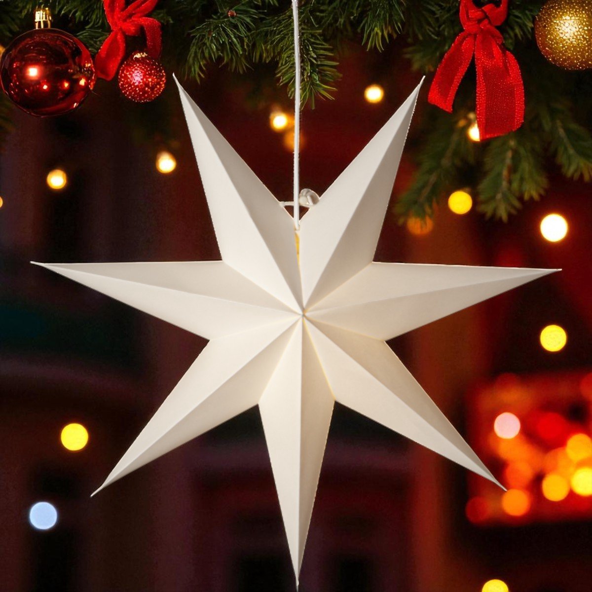 Star Trading Papieren kerstster wit 45x45 cm - Prachtige kerstdecoratie