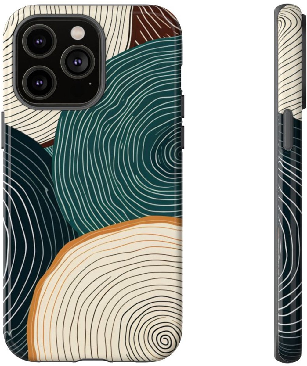 Boomringpatroon in Aardetinten – Telefoonhoesje Geschikt voor iPhone 14 Pro Max