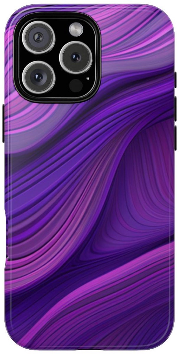 Paars Golvend Patroon – Telefoonhoesje Geschikt voor iPhone 16 Pro Max