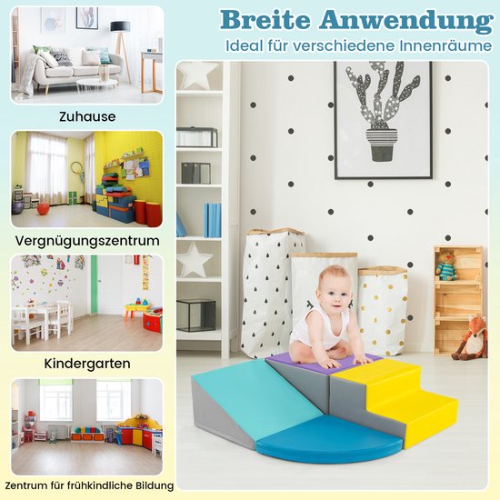 COSTWAY 4 stuks. Schuimbouwstenen, reuzenbouwstenen om te ravotten en te klimmen, zachte schuimbouwstenen, grote bouwstenen, bouwblokken voor kleuters, baby's en schoolkinderen van COSTWAY — afbeelding 5