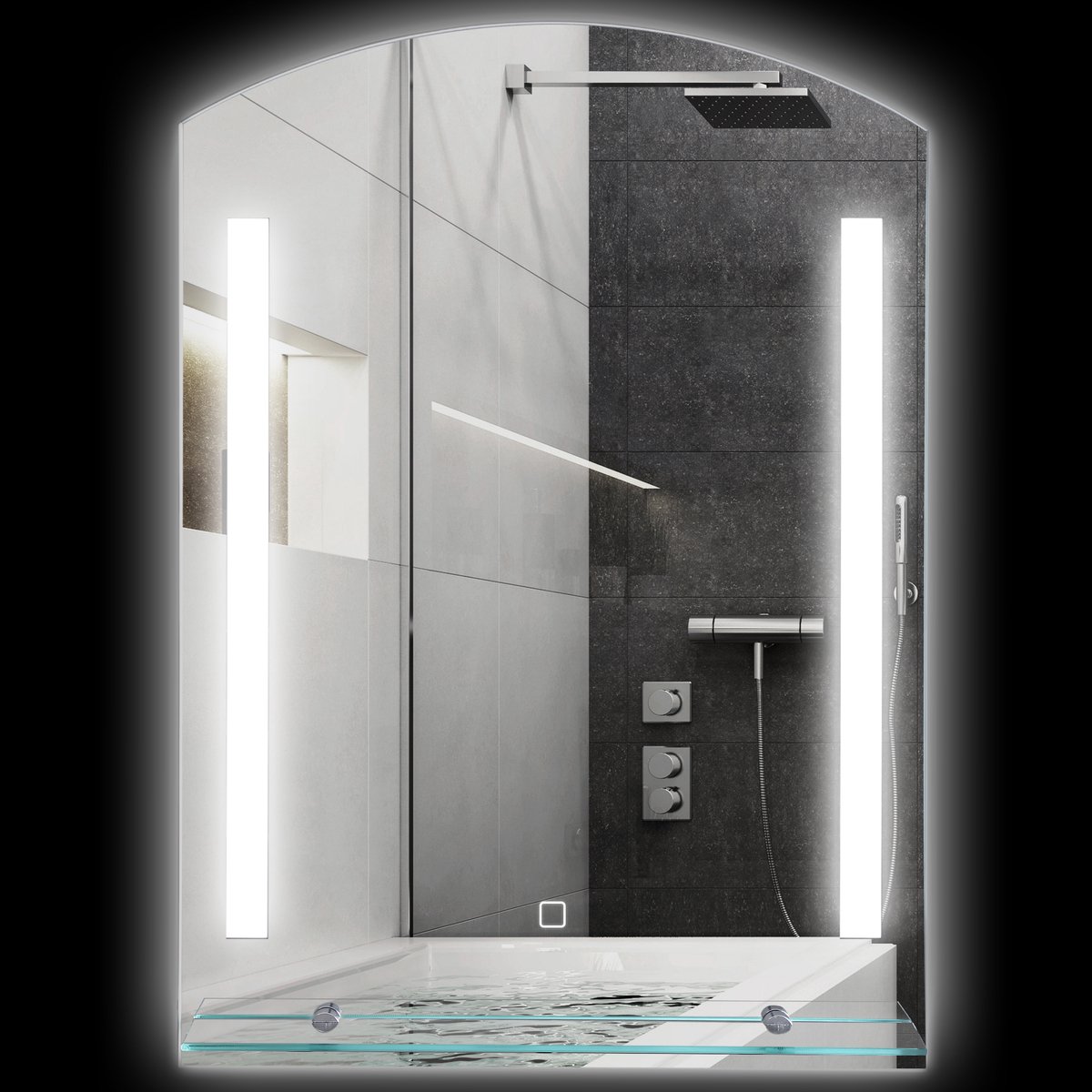 Kleankin badkamerspiegel - veiligheidsglas - aluminium - Zilver